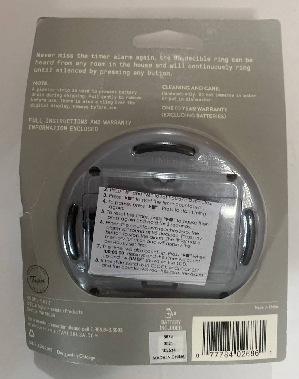 NEW Taylor Super Loud 95 db Digital Timer Model 5873 Kitchen Timer gallery