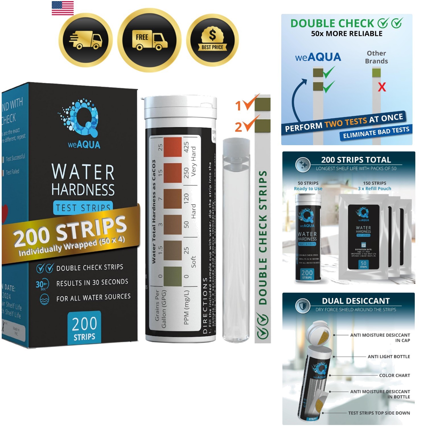 DoubleCheck Water Hardness Kit 200 Strips with Sample Cup - Hard Water Testi... gallery