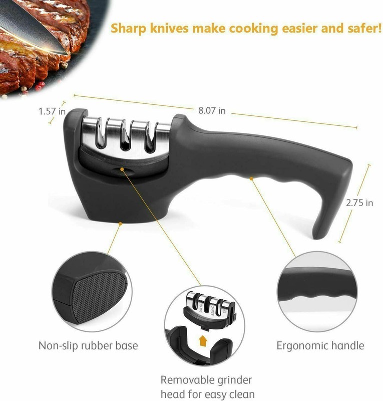 Knife Sharpener 3 Stage Professional System Polish Sharpening Kitchen Tool NEW gallery