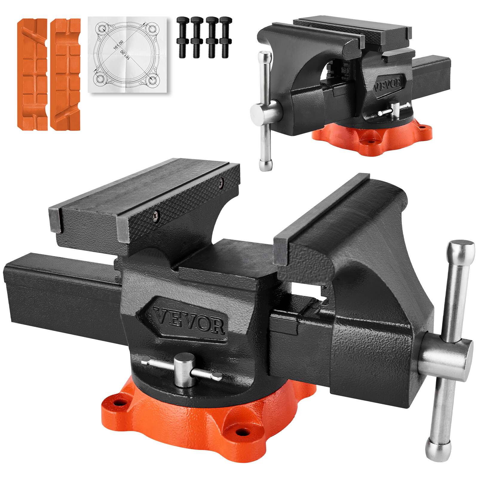 8" Bench Vise Multipurpose Heavy Duty Ductile Iron Swivel Locking Base gallery