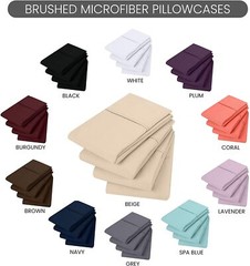 Utopia Bedding 4 & 12 Pack Microfiber Pillow Covers King & Queen