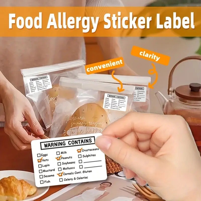 Comprehensive Food Allergy Warning Sticker - Easily Mark Allergens for Safety gallery