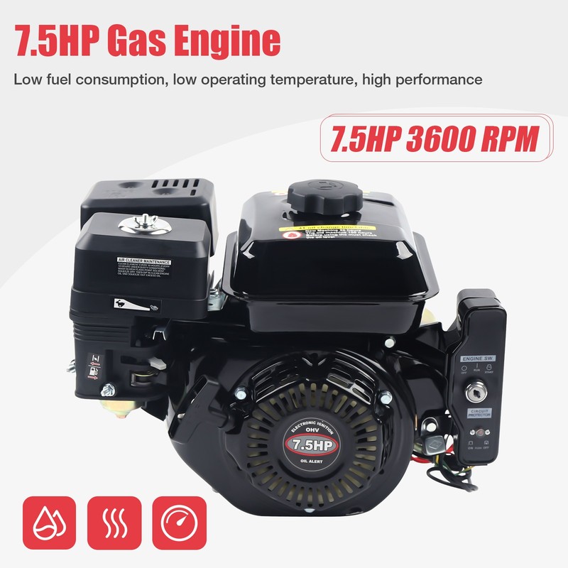 212cc 7.5 HP Electric Start Horizontal Engine Go Kart Gas Engine Motor 4-Stroke gallery