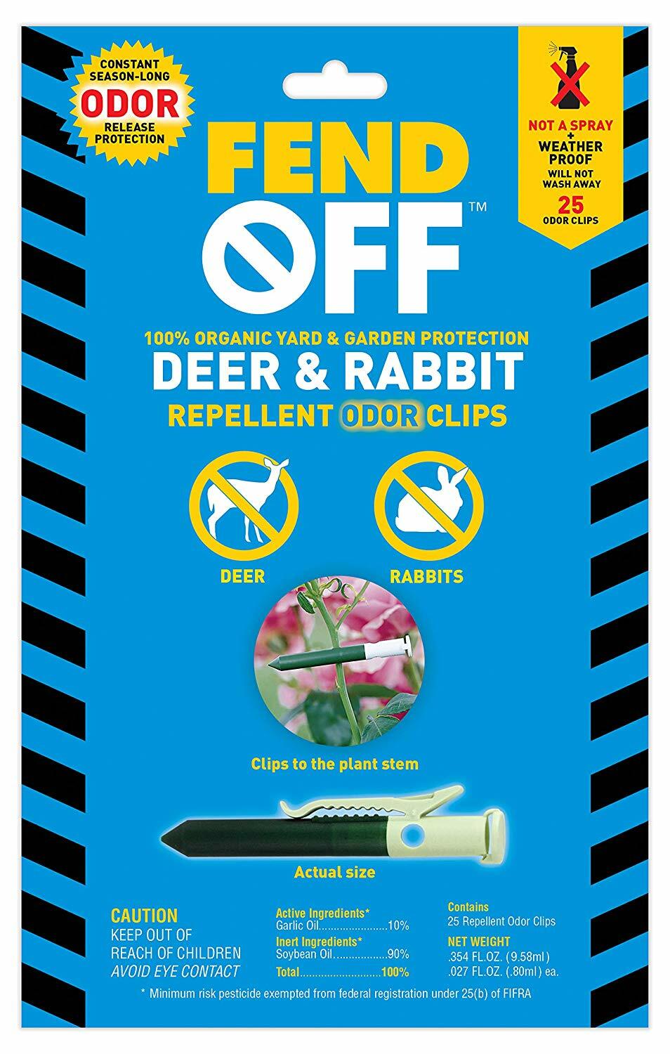 Fend Off Deer Rabbit REPELLENT Organic Garlic Odor Clips 25pk Garden Tree Plant gallery