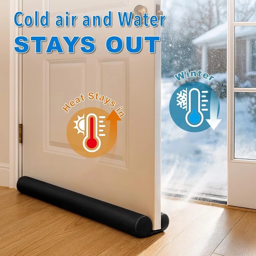 MAXTID Door Sweep Black Slide-On Draft Stopper Waterproof Insulating 30-36 in
