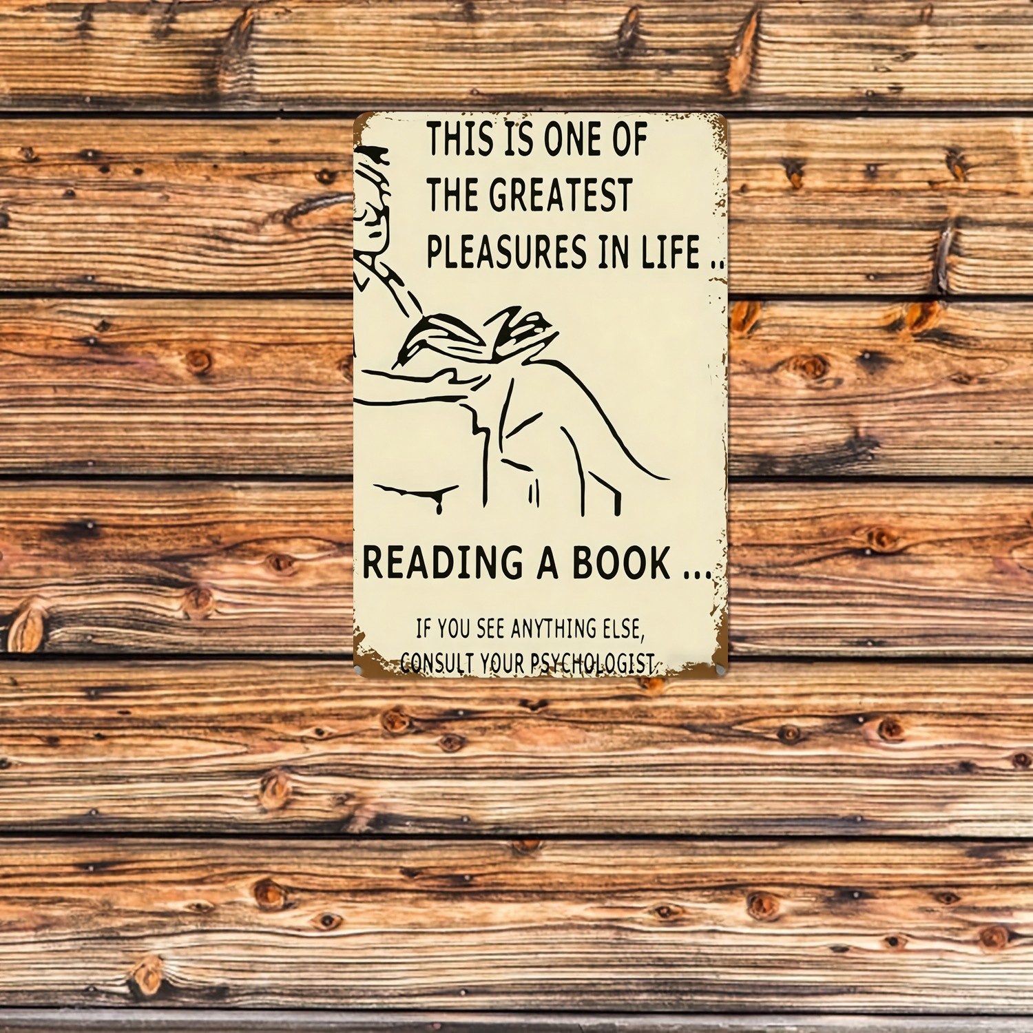 Reading A Book Retro Metal Tin Sign Funny Optical Illusion Home Decoration Gift gallery