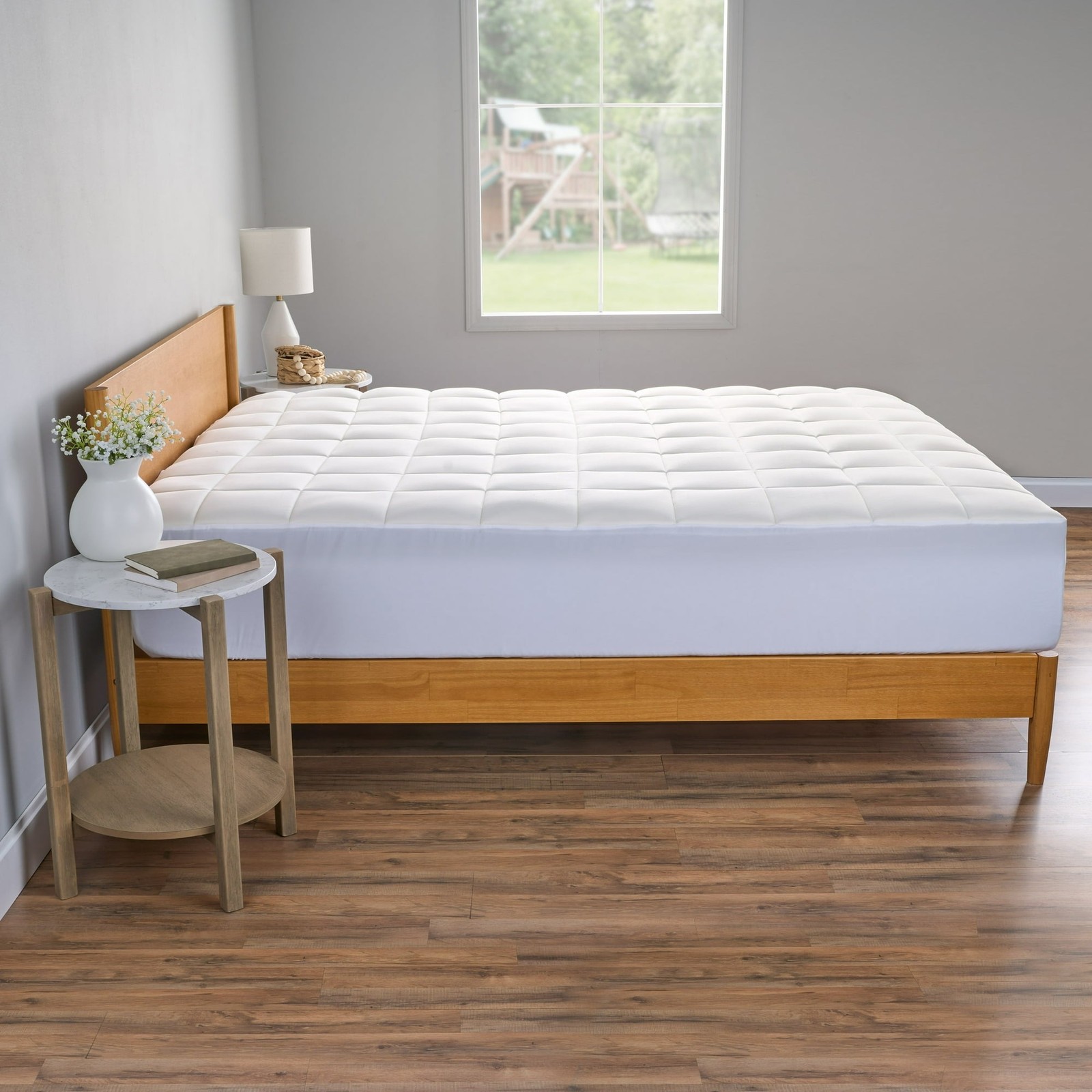Allswell Washable Gel Memory Foam Mattress Pad Queen - White gallery