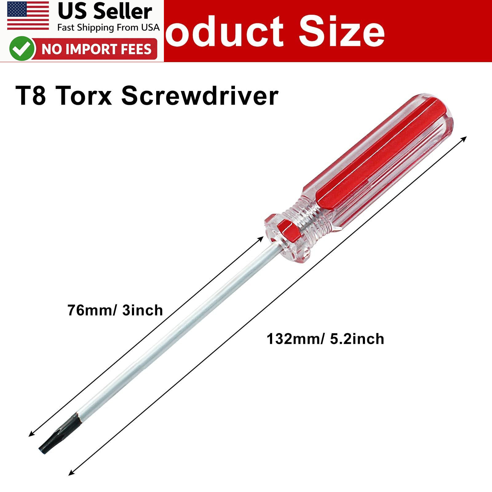T8 Torx Screwdriver 75mm (3in) Magnetic Tip 6-Point Star Precision FROM USA gallery
