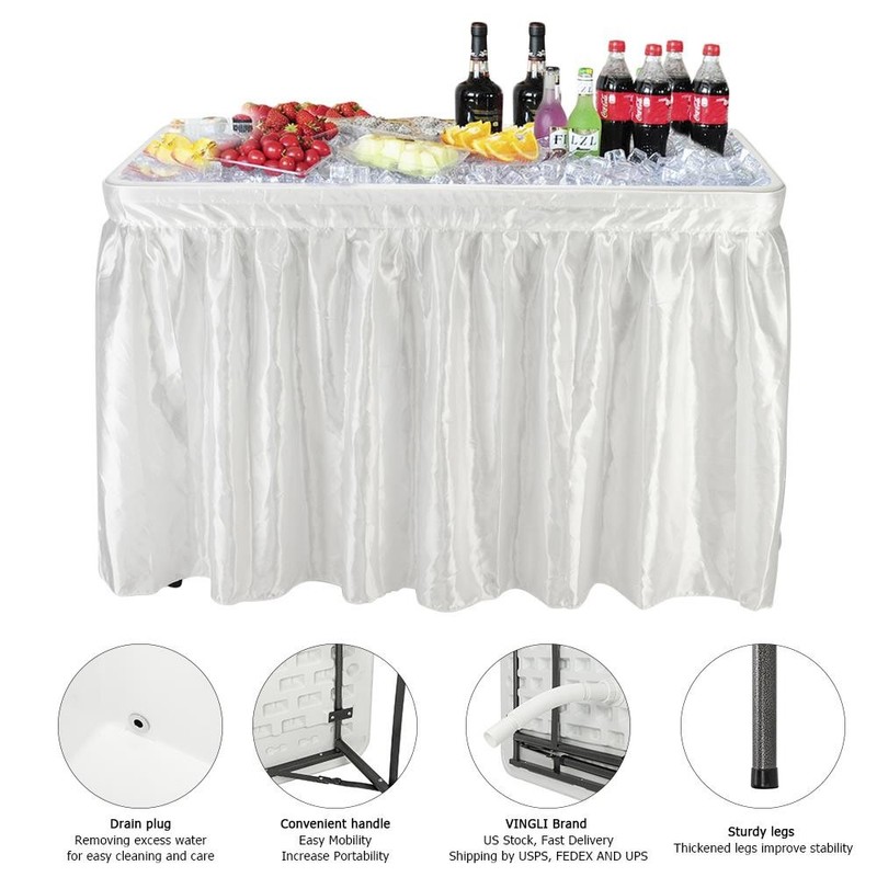 4FT Folding Ice Bin Table Outdoor Ice Cooler Table w/ Matching Skirt Party gallery