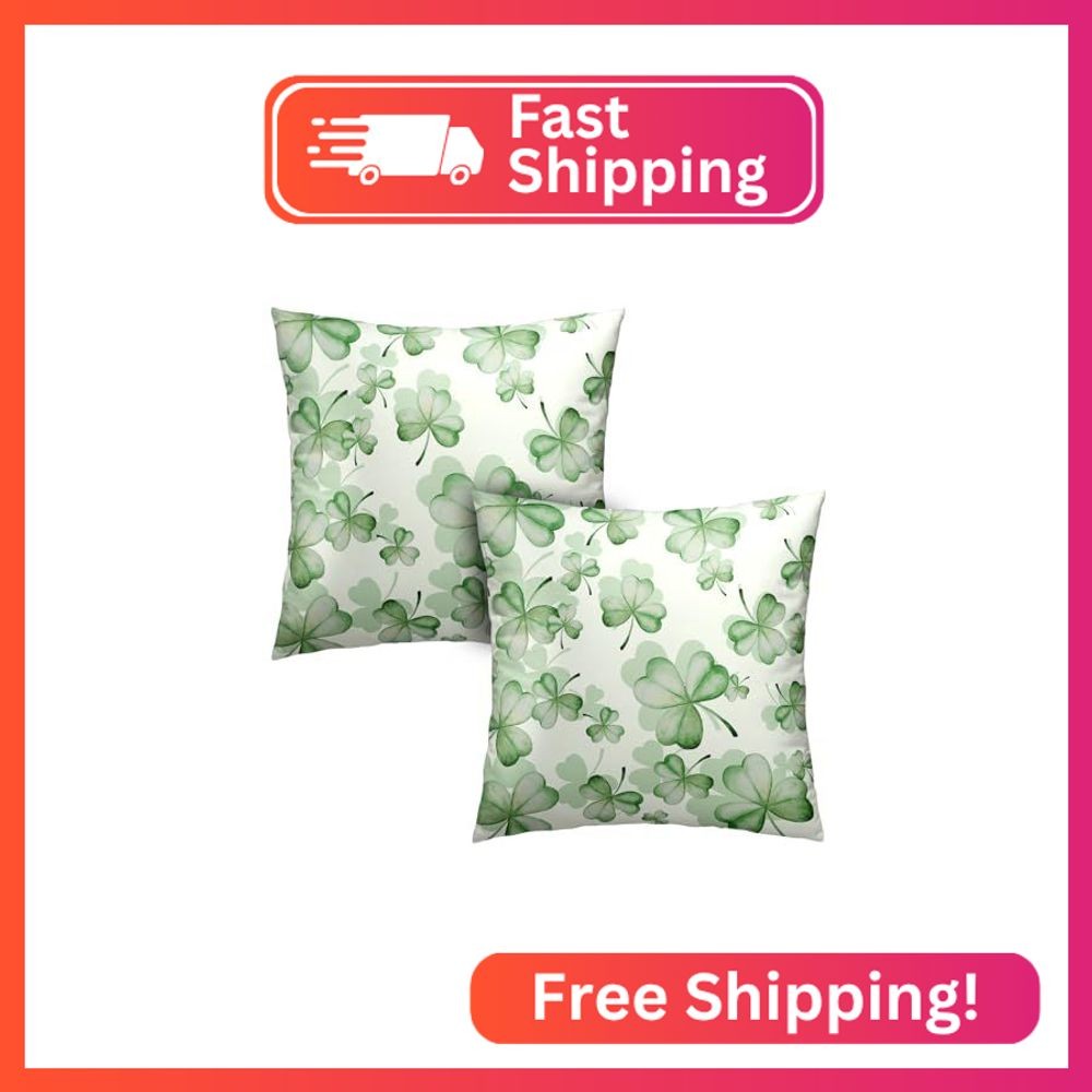 Kwlegh Spring Pillow Covers 20x20 Green Shamrock Pillows Cushion Cases Set of 2 gallery
