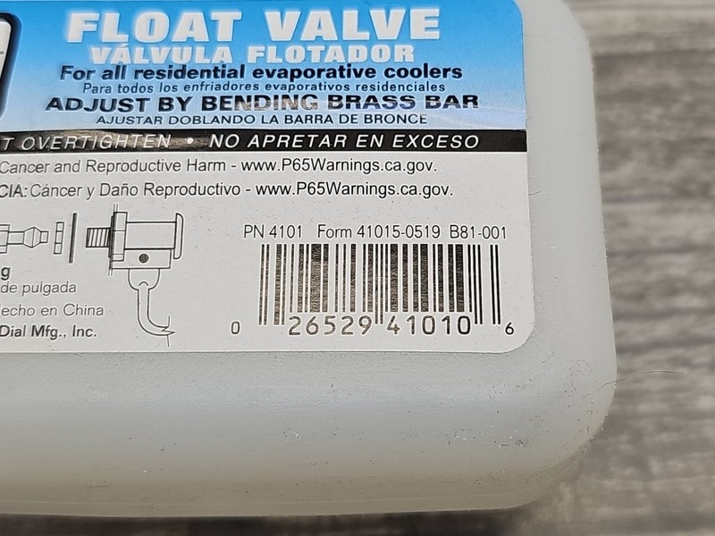 Dial Evaporative Cooler Float Valve for 1/4" Tubing Plastic & Brass (4101) [D5] gallery