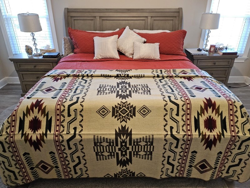 EXTRA LARGE, REVERSIBLE, ALPACA WOOL,MULTICOLOR BLANKET ECUADOR 74,8x91,33 in gallery