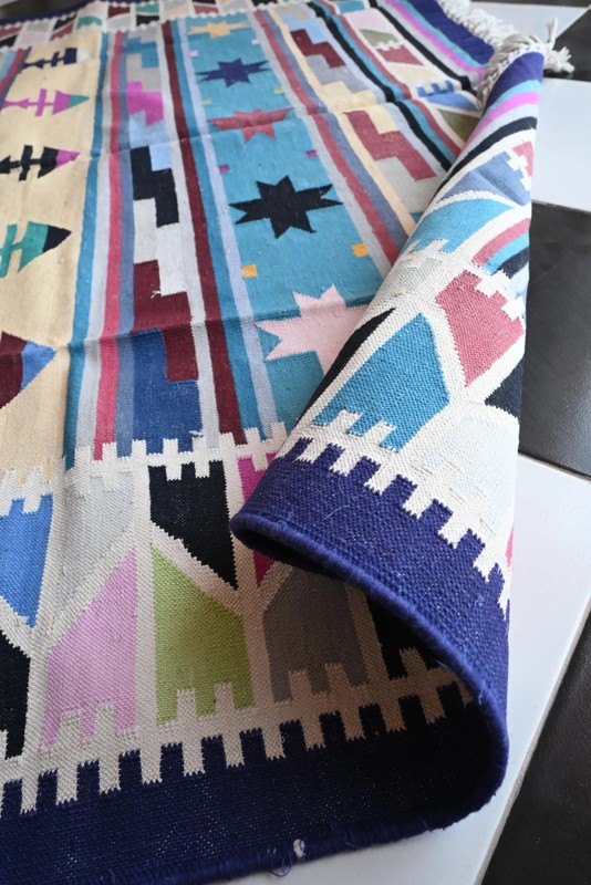 Rugmoda Cotton Multicolor Geometric Animal Patta 5x8 ft Living Room Area Rug gallery