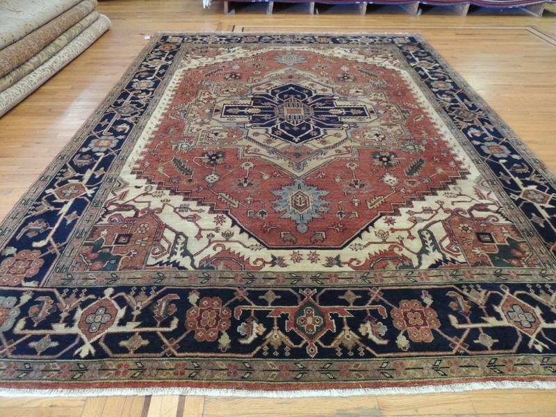 9x12 Herize Serapi style Oriental Area rug wool Rust Black Green Blue/Gray gallery