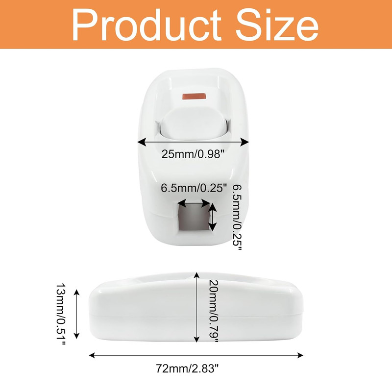 2 Pcs White Inline Switch Push Button On/Off Cord Appliance Switch with LED Ligh gallery