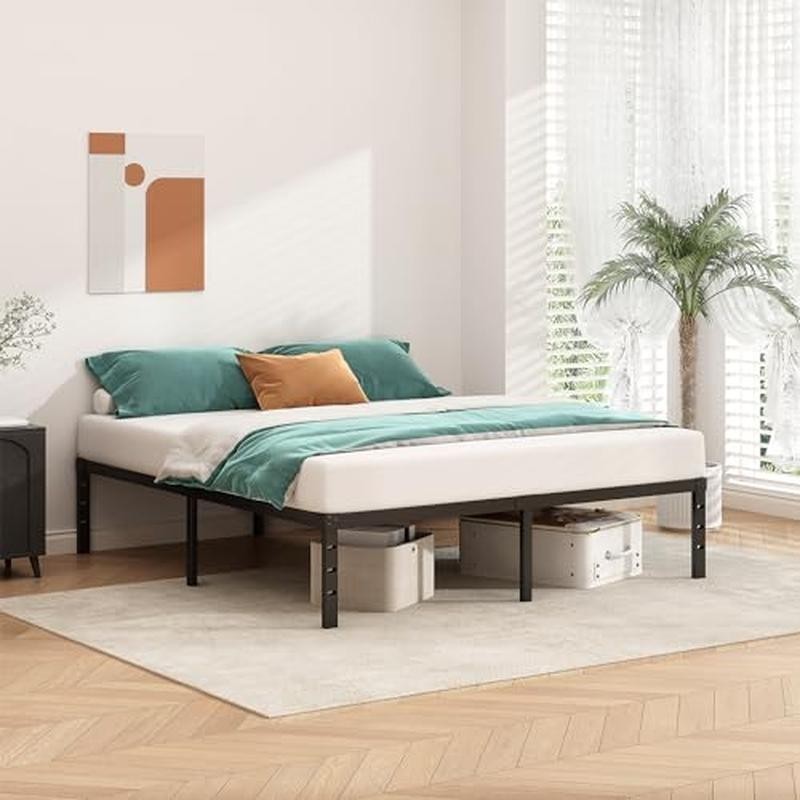 King Metal Platform Bed Frame Sturdy Support Easy Assembly Squeak Resistant New gallery