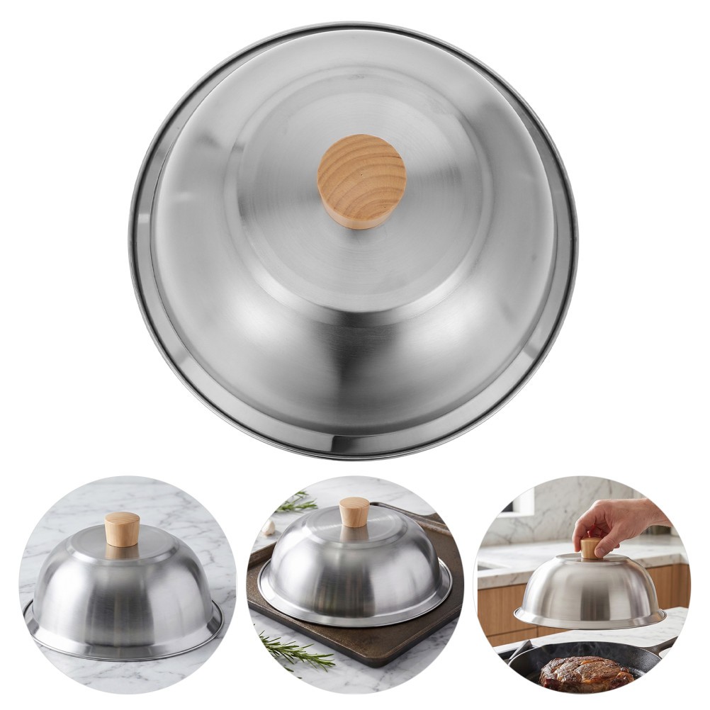 Stainless Steel Basting Lid - Round Cheese Melting Dome for Griddle - Steam gallery