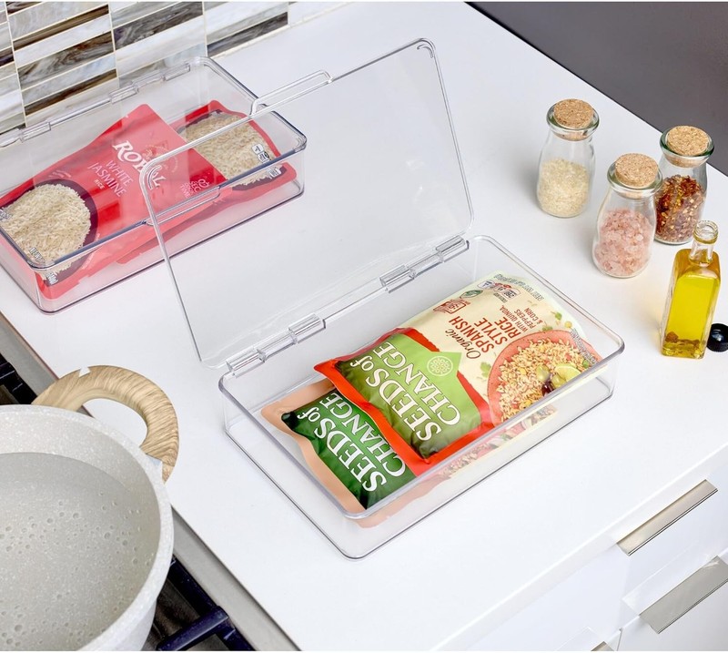 Kitchen Binz BPA-Free Plastic Stackable Organizer Box with Lid -, Clear gallery