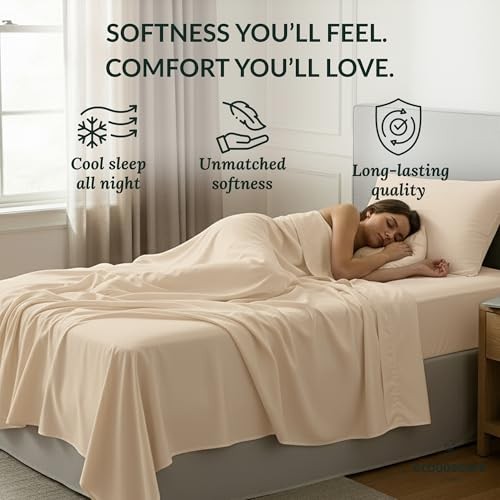 CLOUDSCAPE 100% Egyptian Cotton Sheets Size - Extra Deep Pocket Twin 03. Ivory gallery