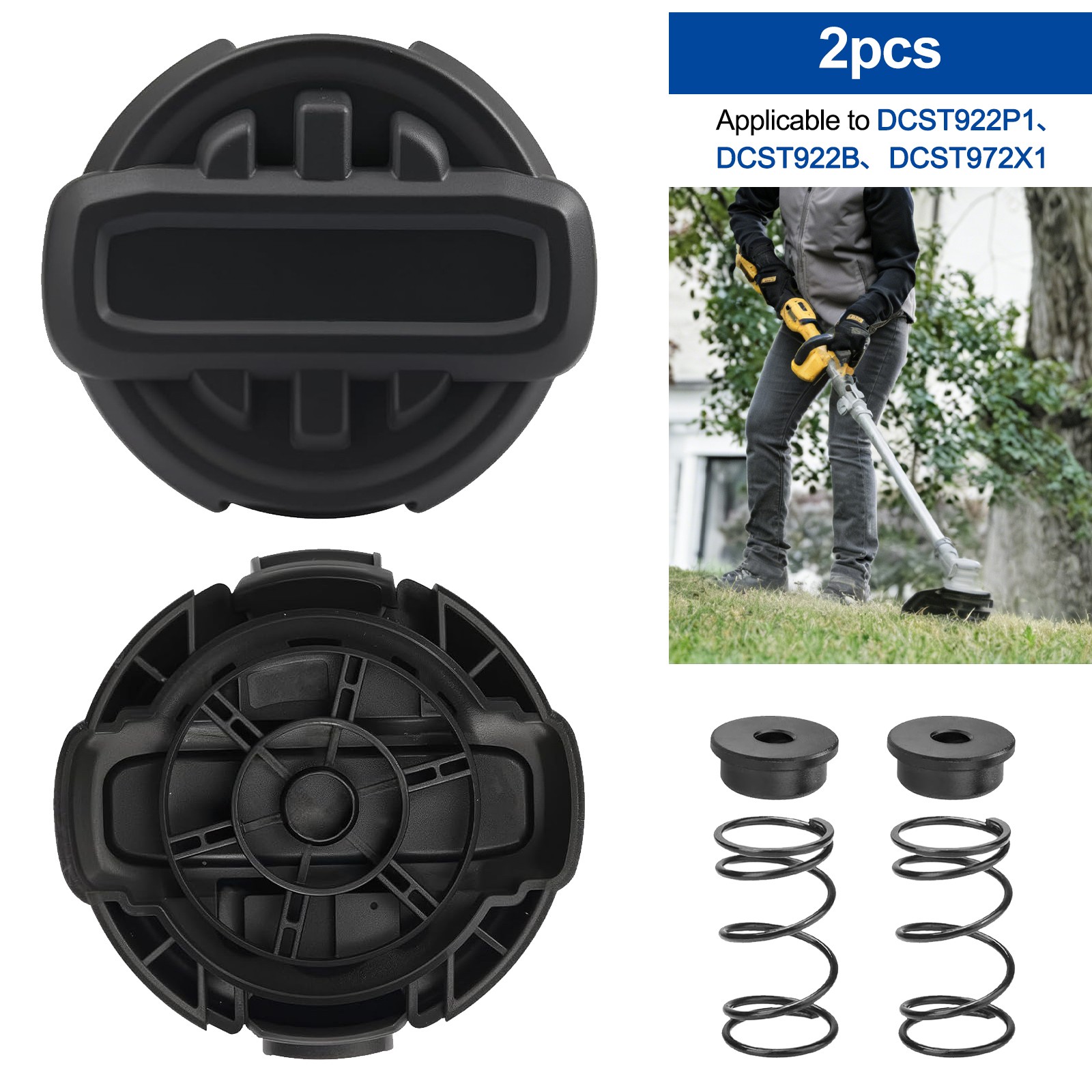 2PCS Head Cap Cover Replacement for Dewalt Quickfeed String Trimmer DCST972X1 US gallery