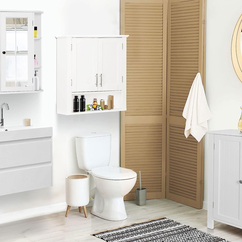 Bathroom Wall Cabinet Mounted Over Toilet Storage Space-Saving Organizing White gallery