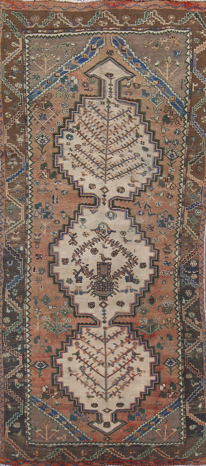 Vintage Rust Handmade Wool Bakhtiari Area Rug 5x10 Tribal Traditional Carpet gallery