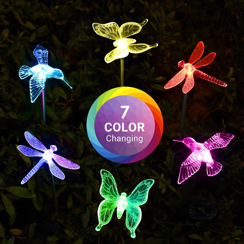 SOLPEX Solar Garden Lights, 3 Pack Solar Butterfly Lights Yard Decorations, Mult gallery