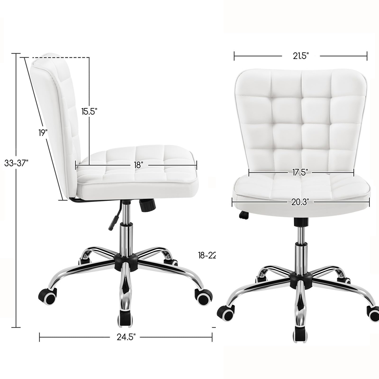 Armless Desk Chair Modern Tufted Office Chair Computer Chair w/Adjustable Height gallery