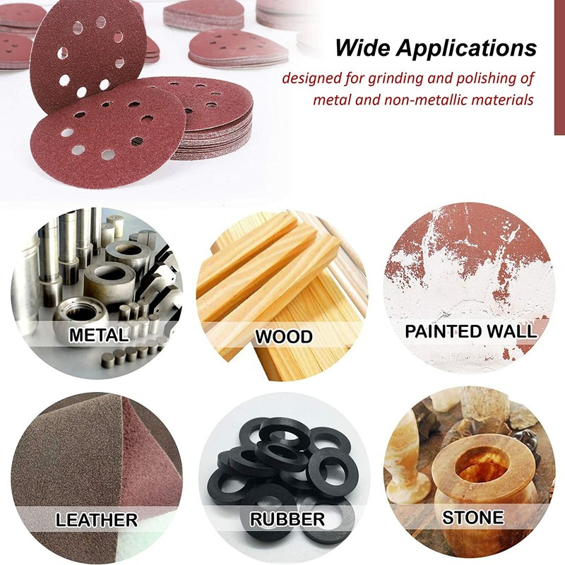 50PCS 40 Grit 5 inch Hook and Loop Sanding Discs 8-Hole Orbital Sander Sandpaper gallery