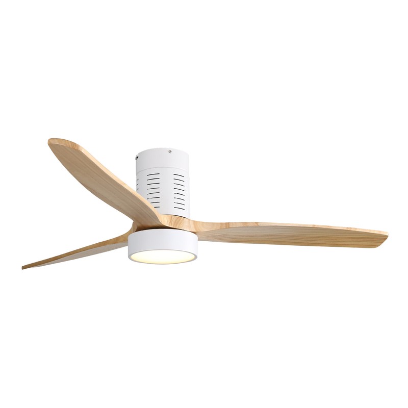 52'' Flush Mount Ceiling Fan with Lights Remote Control Wood Blade Reversible DC gallery