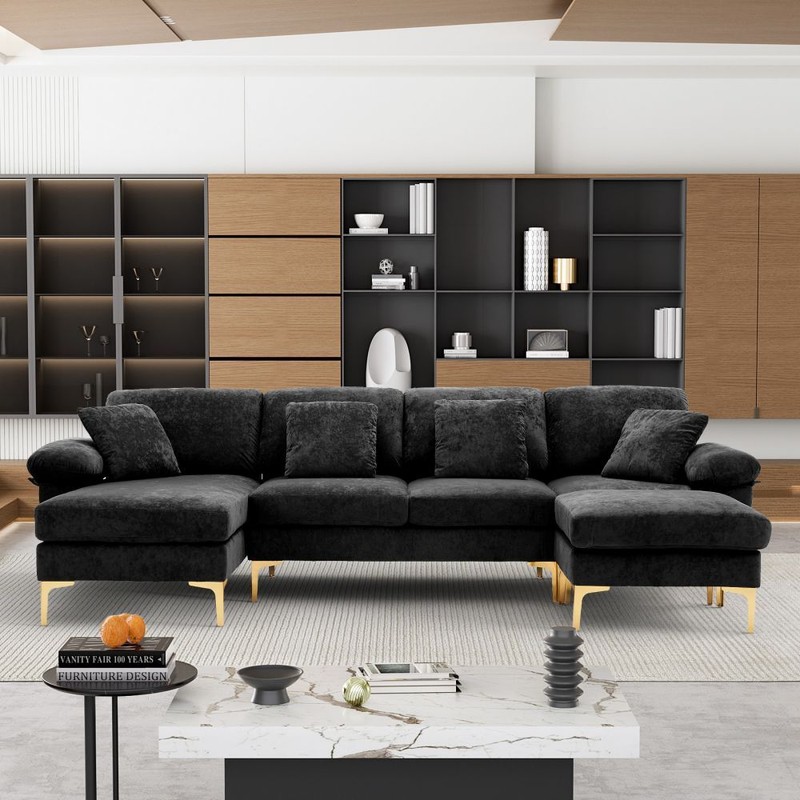 Modern 105.5" Modular Cloud Sectional Upholstered Sofa Couch with L-Shape Chaise gallery