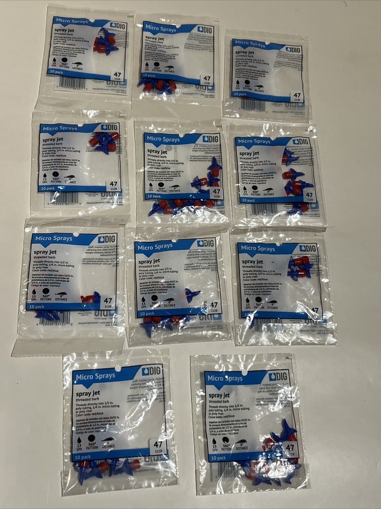 (110) DIG Micro Spray Jet threaded barb 360° 13 GPH ￼Red & Blue #47 110 Pieces￼