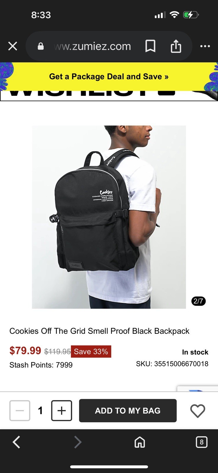Cookies Smell Proof Backpack Black Zip Closure 4