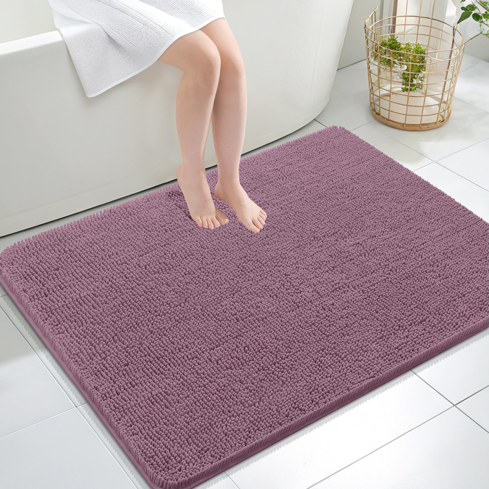 OLANLY Large Bathroom Rugs 40x32, Extra Soft Absorbent 40" X 32", Deep Plum gallery