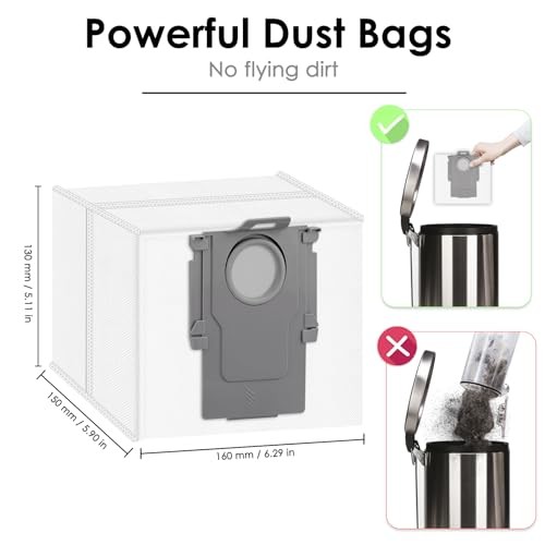 (15 Pack) Q7 M5+ Replacement Dust Bag for Roborock Q7 M5+, Q7 L5+, Q10 S5+, gallery