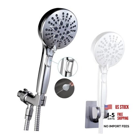GwernKB Handheld Shower Head with on off Switch&Built-in Power Spray,7 Silver gallery