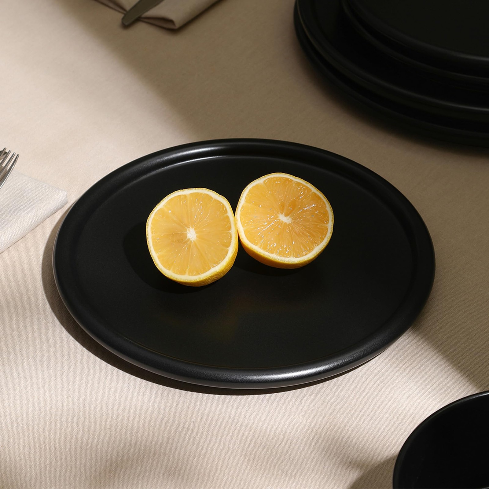 Stone Lain Eden 4-Piece Salad Plate Set Stoneware Black gallery