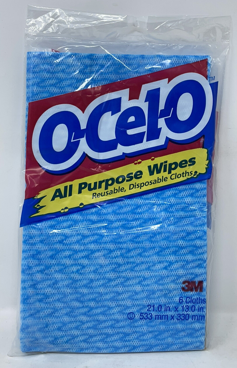 Vintage NOS O-Cel-O Wipes Soft Reusable Disposable Household Cloths Blue 6-PACK gallery