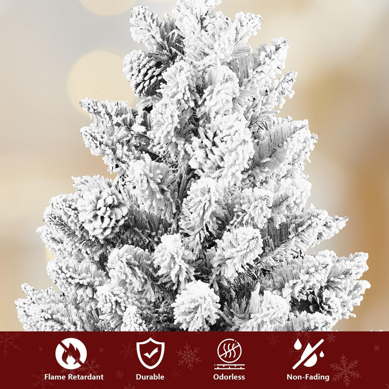 7 ft Snow Flocked Artificial Full Christmas Tree Pine Tree with 1124 Branch Tips gallery