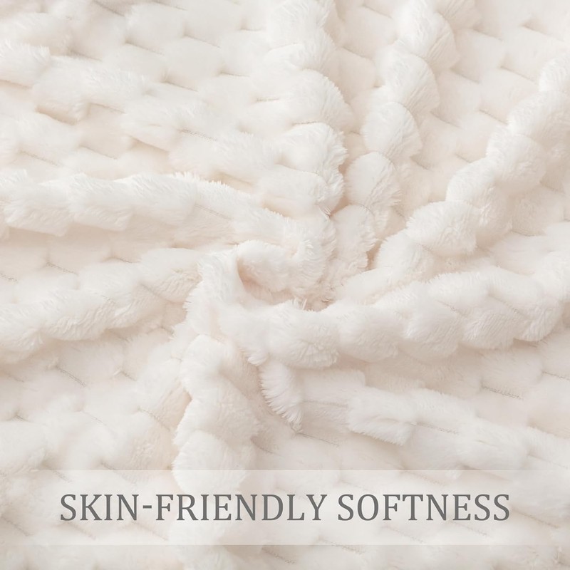 Fleece Throw Blanket for Couch, Extra Large Fuzzy Ivory Bed Blankets, Soft Cozy gallery