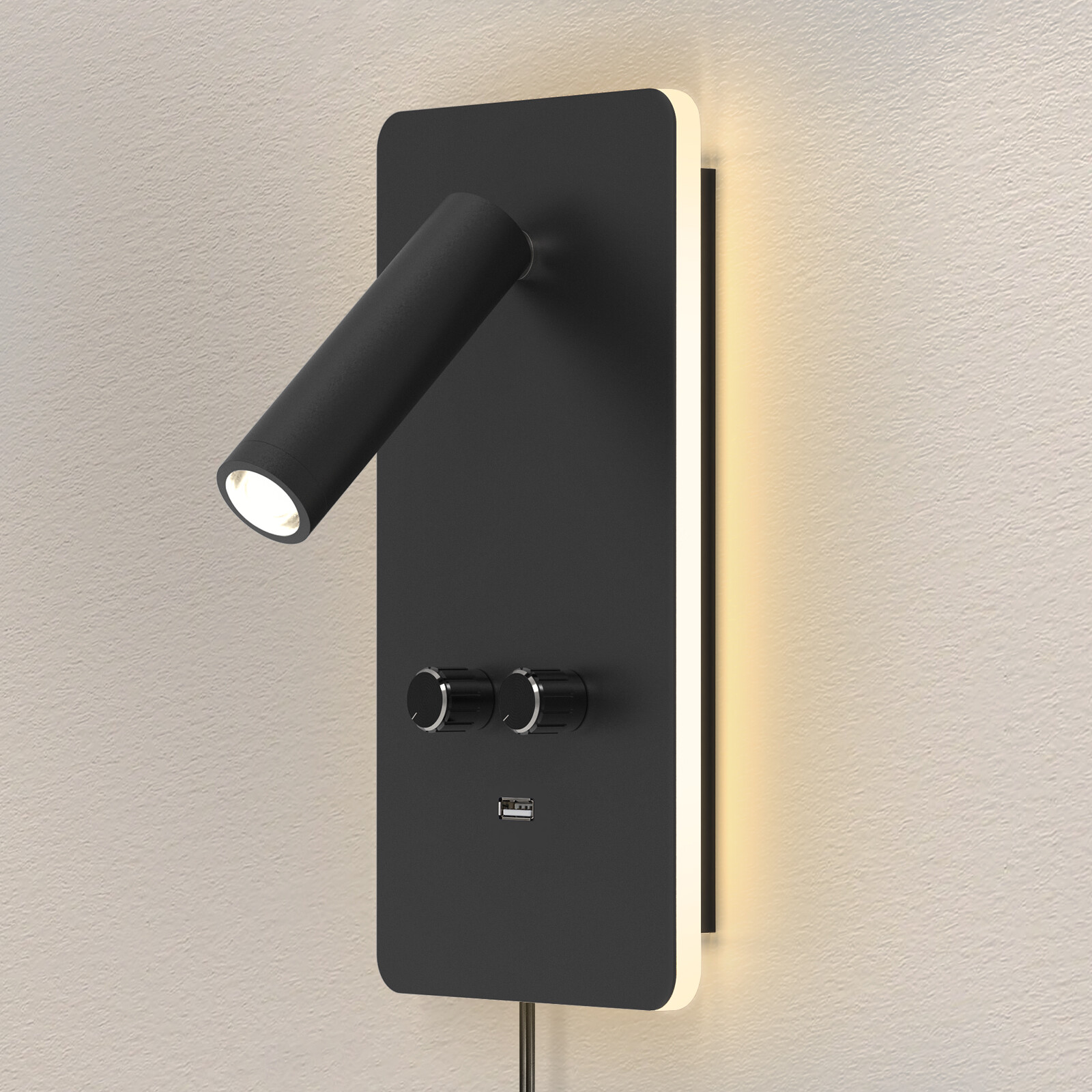 Plug in LED Wall Sconce Backlighting Dimmable Reading Spot Bedside Lamp USB Port gallery