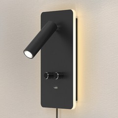 Plug in LED Wall Sconce Backlighting Dimmable Reading Spot Bedside Lamp USB Port