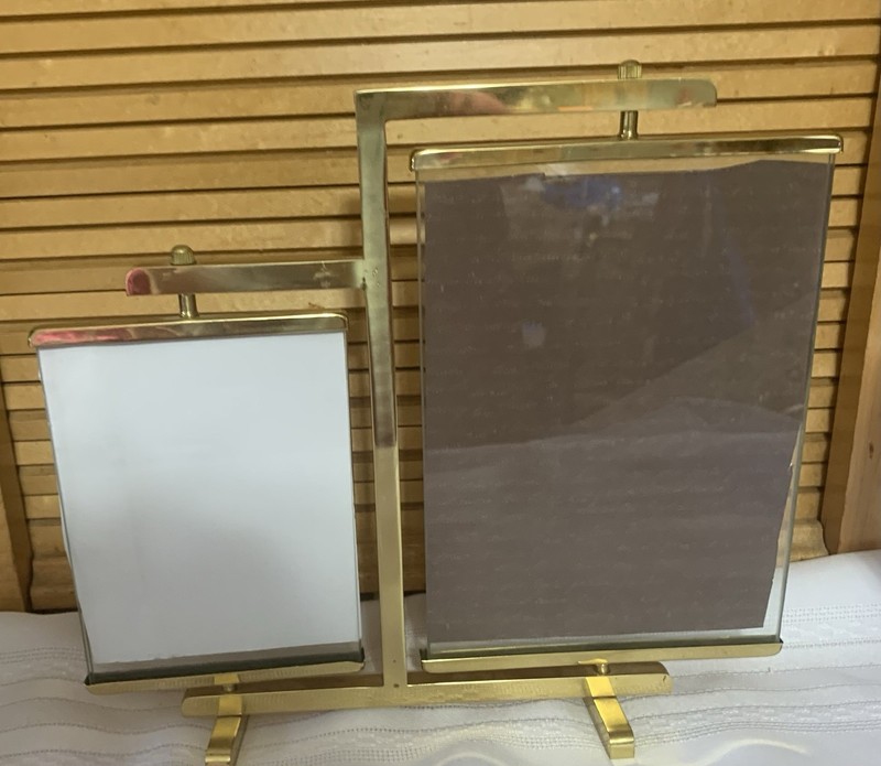 Dual Picture Frames Solid Brass Swivel Dual Sided Vintage Retro 5" x 7"& 4" x 5" gallery