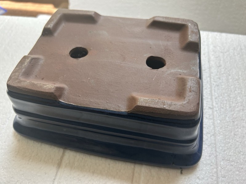 8" Rectangular Navy Blue Bonsai/Succulent Pot + Tray gallery