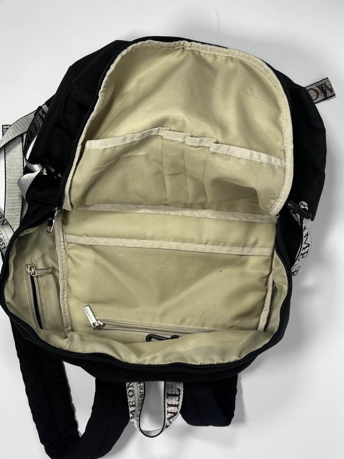 WINNER Black/White Backpack Zip Closure Adjustable Straps 4