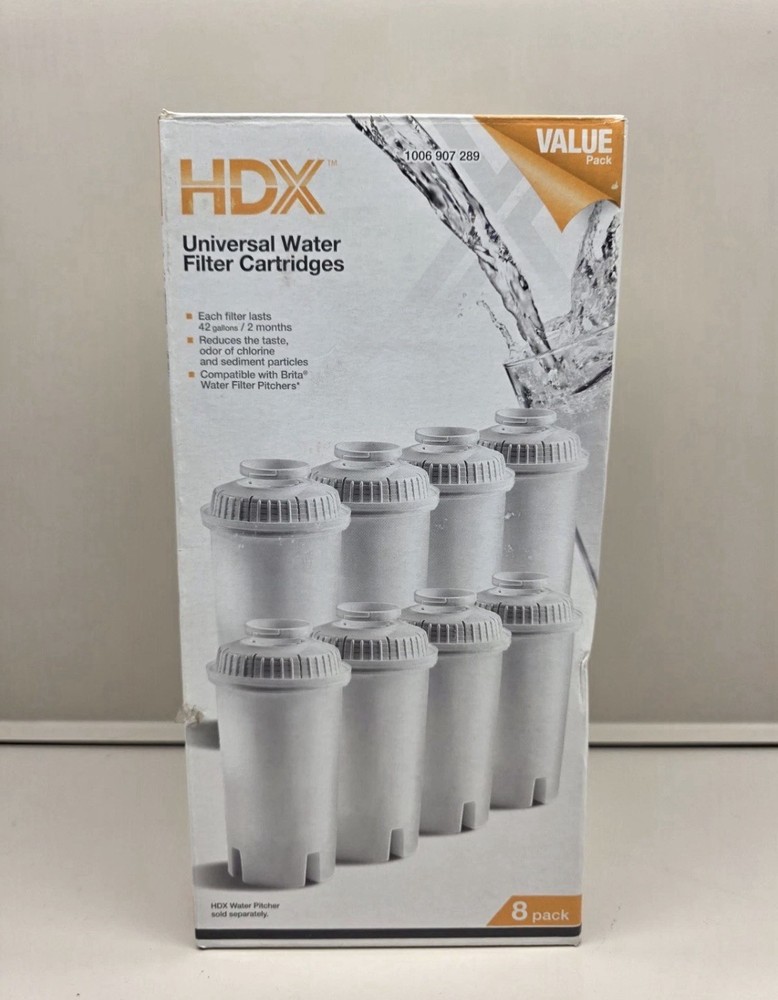 NEW HDX Water Pitcher Universal Replacment Water Filter Cartridges 8-Pack