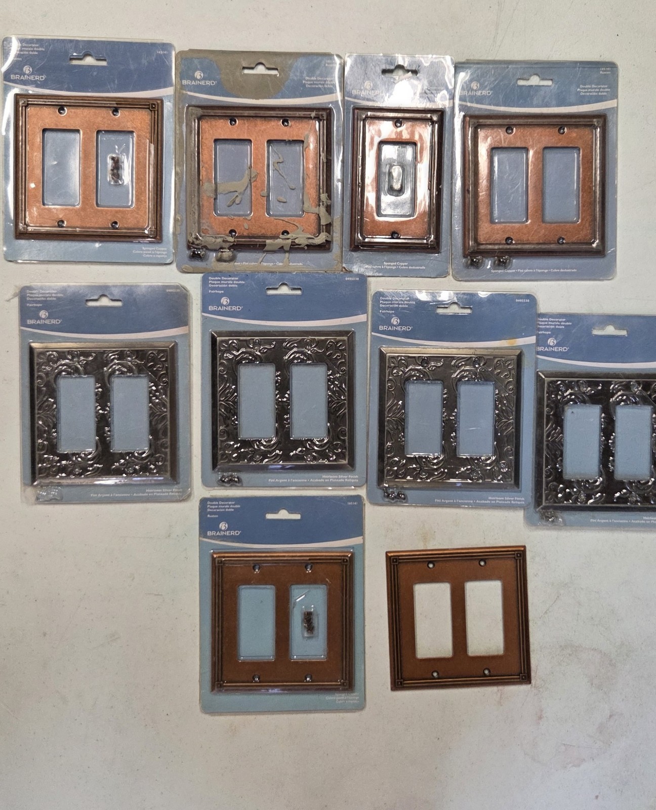 Brainerd Fairhope 2-Gang Decorator/Rocker Wall Plate Sponged Copper/Silver Metal gallery