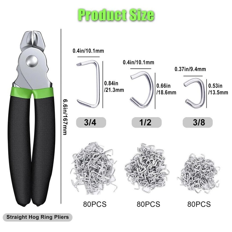 241pcs Hog Ring Pliers Kit Galvanized Steel Rings for Fence/Pet Cage Assembly US gallery