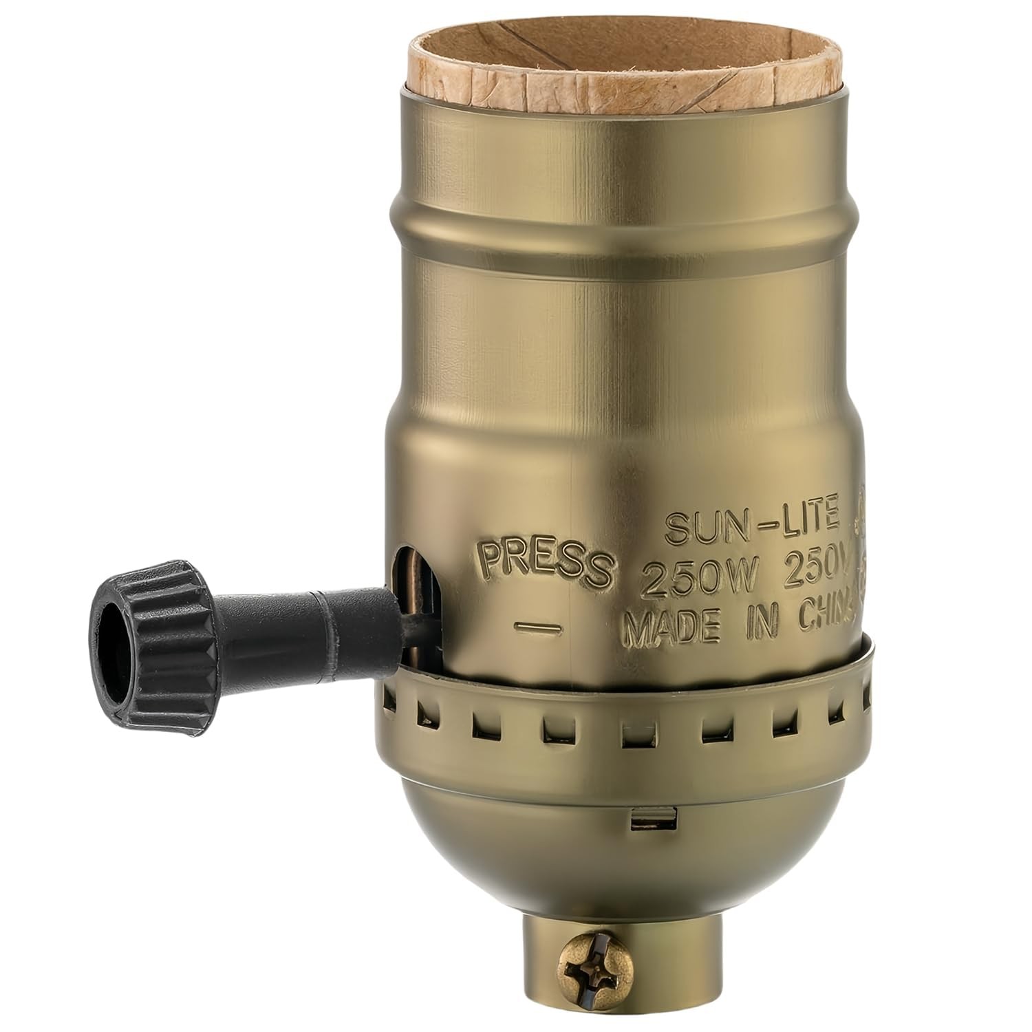 Lamp Socket Replacement, E26 Threaded Base, Turn Knob for ON/Off Light Brass gallery