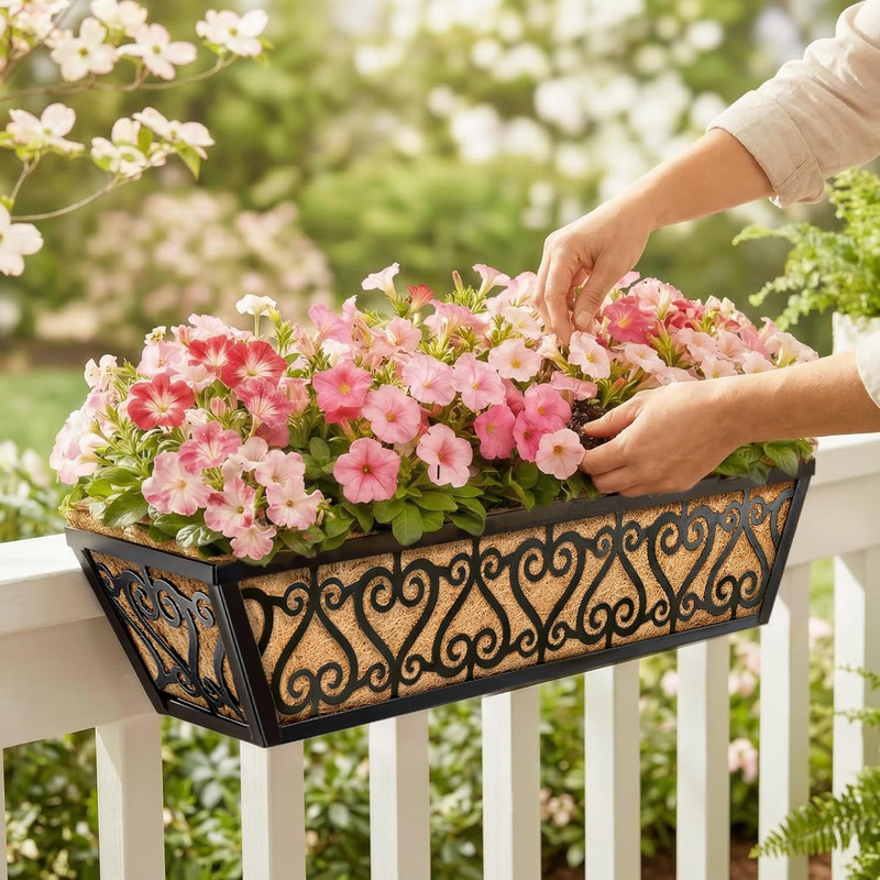 2 Pack 30 Inch Deck Railing Planter Box - Window Boxes Planters with Adjustable gallery